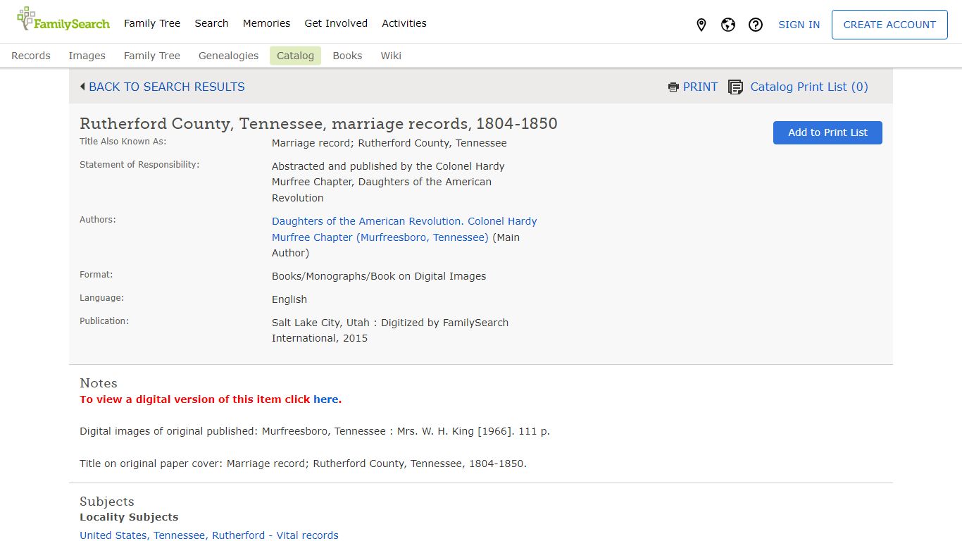Rutherford County, Tennessee, marriage records, 1804-1850